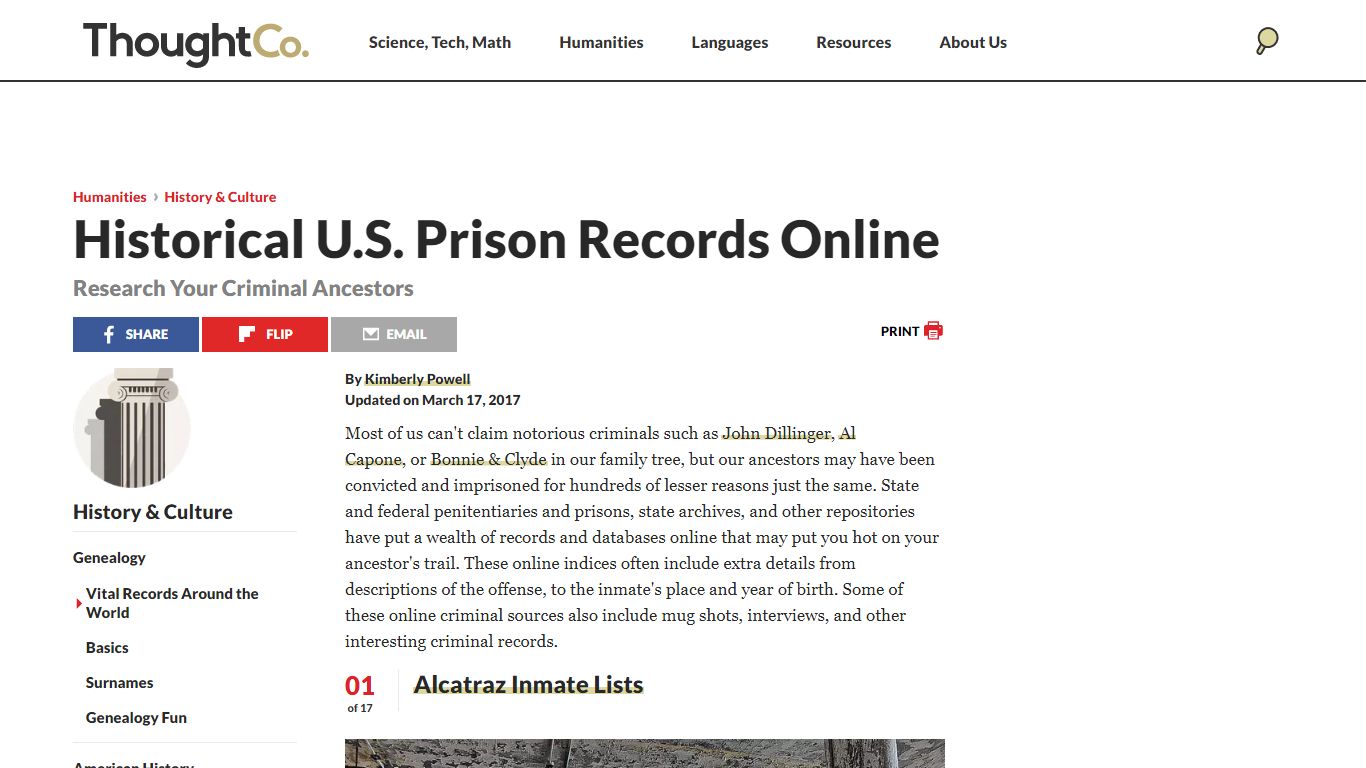 Historical U.S. Prison Records Online - ThoughtCo